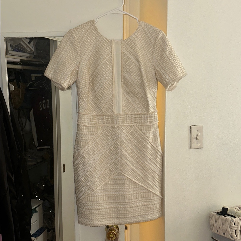 Trendy Boutique Cream Textured Dress